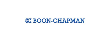 A blue and white logo of boon-chapm