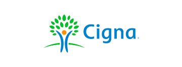 A blue and green logo for cigna.